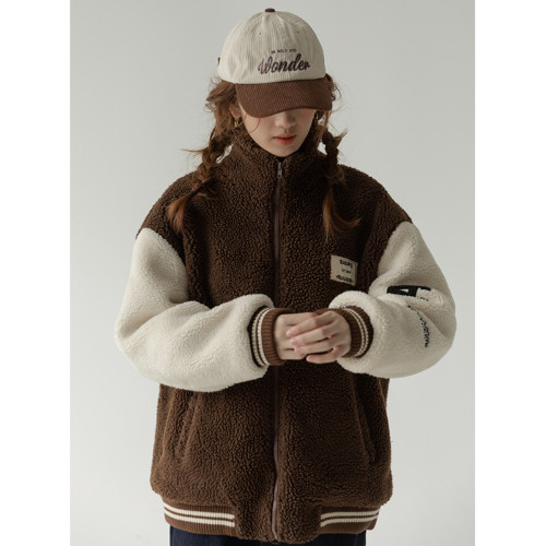 美式復古羊羔毛絨外套女裝2024冬季新款小個子加厚棒球服棉服上衣 美式復古羊羔毛絨外套女裝2024冬季新款小個子加厚棒球服棉服上衣