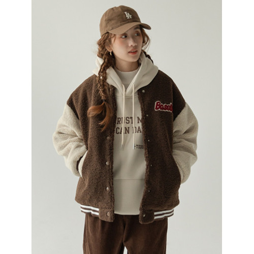 美式復古羊羔毛絨外套女裝2024冬季新款小個子加厚棒球服棉服上衣 美式復古羊羔毛絨外套女裝2024冬季新款小個子加厚棒球服棉服上衣