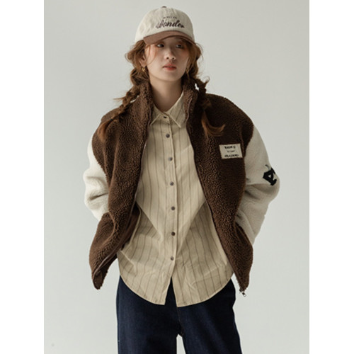 美式復古羊羔毛絨外套女裝2024冬季新款小個子加厚棒球服棉服上衣 美式復古羊羔毛絨外套女裝2024冬季新款小個子加厚棒球服棉服上衣