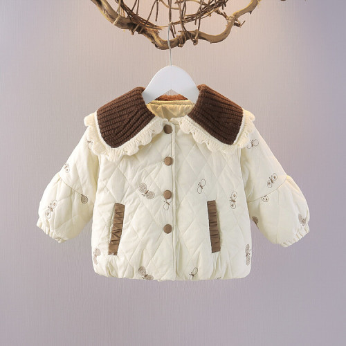 女寶寶冬裝棉衣2024新款夾棉開衫周嵗秋冬女小童時髦棉服外套 女寶寶冬裝棉衣2024新款夾棉開衫周嵗秋冬女小童時髦棉服外套