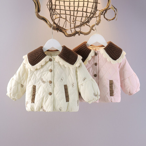 女寶寶冬裝棉衣2024新款夾棉開衫周嵗秋冬女小童時髦棉服外套 女寶寶冬裝棉衣2024新款夾棉開衫周嵗秋冬女小童時髦棉服外套