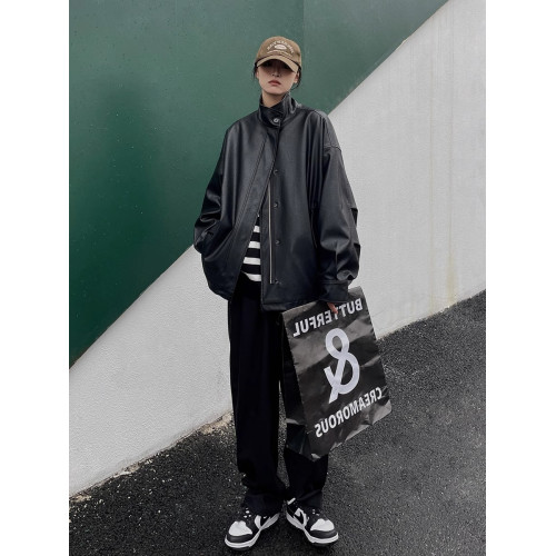 黑色皮衣外套女2025春秋新款美式復古設計感皮夾克寬松pu機車服潮 黑色皮衣外套女2025春秋新款美式復古設計感皮夾克寬松pu機車服潮