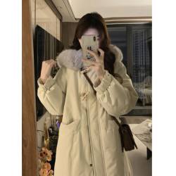 棉服女冬季2025年新款加厚中長款牛角釦韓系寬松小個子高級感外套