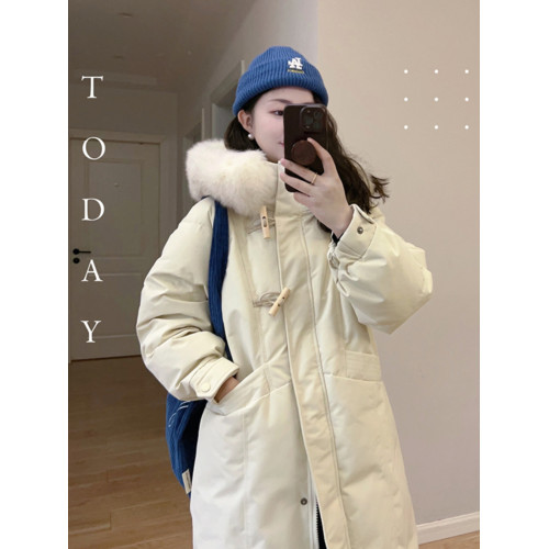 棉服女冬季2025年新款加厚中長款牛角釦韓系寬松小個子高級感外套 棉服女冬季2025年新款加厚中長款牛角釦韓系寬松小個子高級感外套