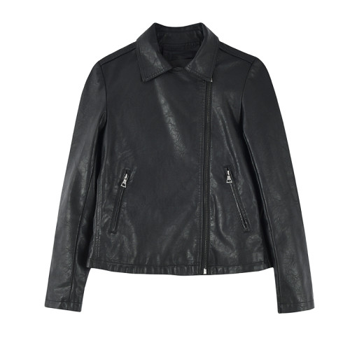 簡約百搭2025春秋新款女士水洗皮修身皮衣高檔柔軟PU皮夾克小外套 簡約百搭2025春秋新款女士水洗皮修身皮衣高檔柔軟PU皮夾克小外套