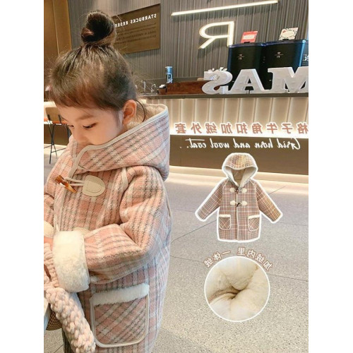 女小童呢大衣加絨冬季2025新款女寶寶韓版洋氣時尚小女孩加厚外套