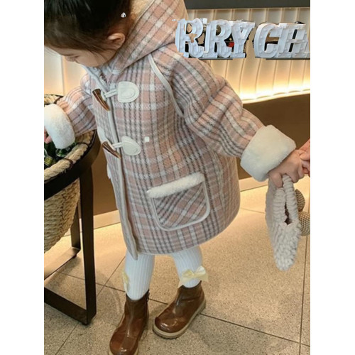女小童呢大衣加絨冬季2025新款女寶寶韓版洋氣時尚小女孩加厚外套