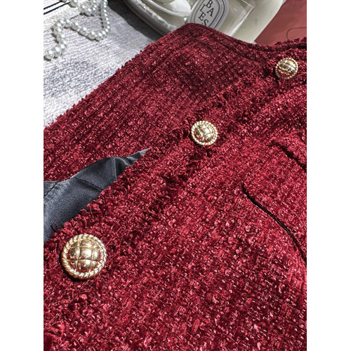 FFmiss◆小香風紅色編織毛毛寬松短外套女羊毛呢流蘇洋氣西裝開衫