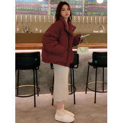 新年紅色棉服女冬季短款小個子麵包服2025新款加厚立領羽絨棉衣潮