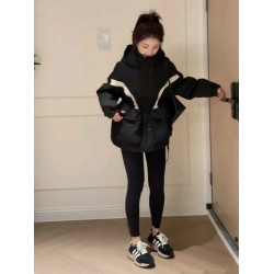 歐貨爆款連帽棉服沖鋒衣女秋冬2025新收腰顯瘦中長款夾棉風衣外套