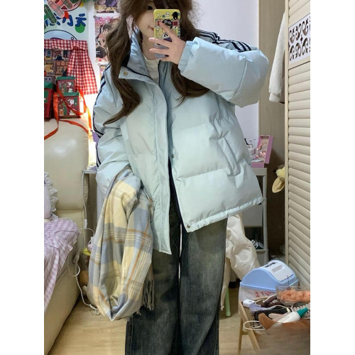 棉衣外套女2025冬裝新款三條杠加厚小個子短款寬松保暖立領棉服襖 棉衣外套女2025冬裝新款三條杠加厚小個子短款寬松保暖立領棉服襖