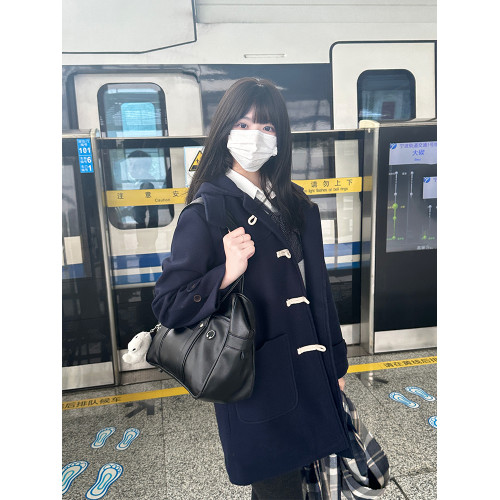 2024秋jk製服學院風牛角釦大衣外套女原創日系加厚中長款夾棉毛呢 2024秋jk製服學院風牛角釦大衣外套女原創日系加厚中長款夾棉毛呢