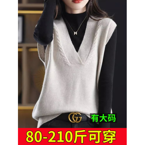 大碼胖mm毛衣針織馬甲女新款2025新款寬松V領馬夾坎肩背心上衣秋 大碼胖mm毛衣針織馬甲女新款2025新款寬松V領馬夾坎肩背心上衣秋