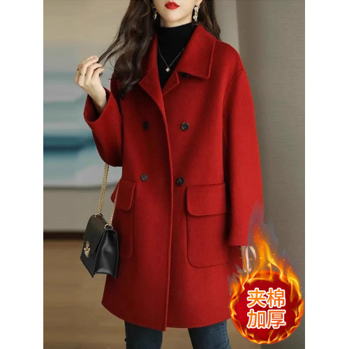 毛呢外套女士裝秋冬季2025年新款小個子夾棉加厚爆款中長呢子大衣