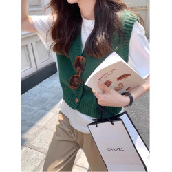 克萊因藍V領針織馬甲女款春秋外穿毛衣背心坎肩馬夾韓系曡穿上衣