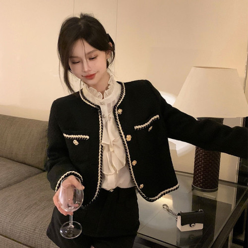 法式小香風外套女秋冬款百搭復古高級感名媛氣質粗花呢上衣女裝 法式小香風外套女秋冬款百搭復古高級感名媛氣質粗花呢上衣女裝