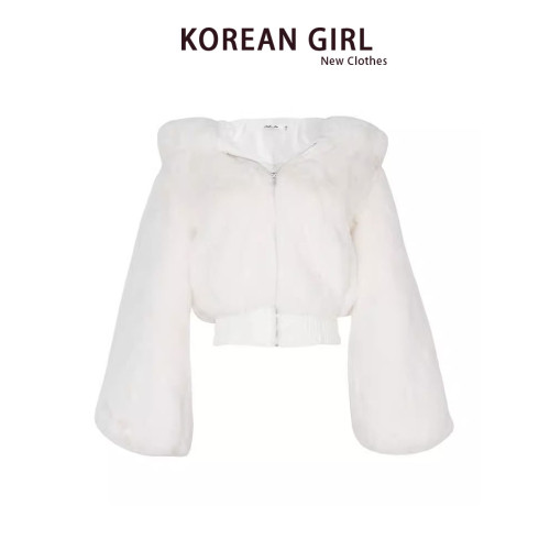 仿兔毛絨短款拉鍊外套女秋冬新款設計感小衆百搭加厚連帽衛衣夾克 仿兔毛絨短款拉鍊外套女秋冬新款設計感小衆百搭加厚連帽衛衣夾克