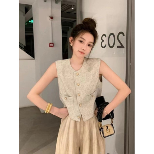 高級感小香風顯瘦馬甲短款外穿無袖上衣法式復古新中式背心女夏季 高級感小香風顯瘦馬甲短款外穿無袖上衣法式復古新中式背心女夏季