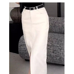 大碼胖MM開叉直筒半身裙女新款百搭A字高腰顯瘦中長款包臀裙潮