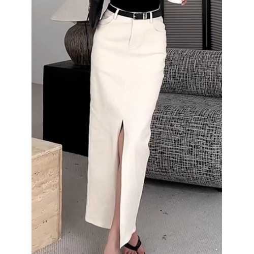 大碼胖MM開叉直筒半身裙女新款百搭A字高腰顯瘦中長款包臀裙潮