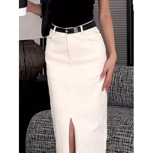 大碼胖MM開叉直筒半身裙女新款百搭A字高腰顯瘦中長款包臀裙潮