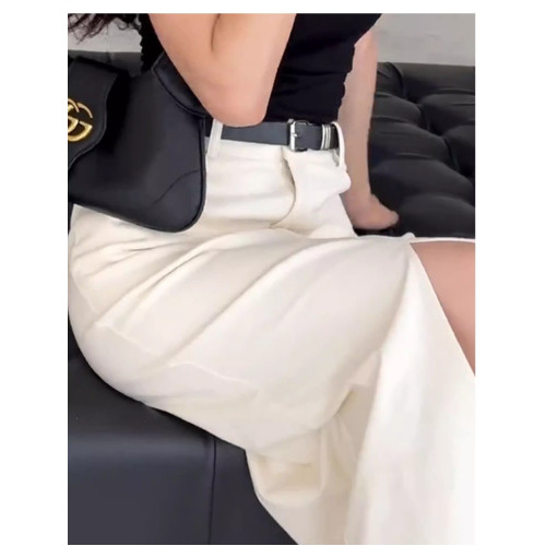 大碼胖MM開叉直筒半身裙女新款百搭A字高腰顯瘦中長款包臀裙潮