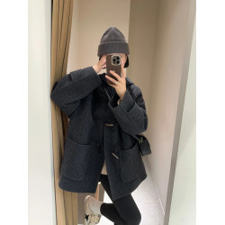 反季特價灰色短款呢子大衣女2025新款秋冬季毛呢外套高級感小個子