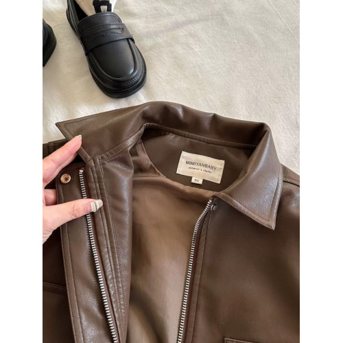 布呐呐兒2025童外套春秋季新品男女寶寶純色翻領皮夾克短款皮衣潮 布呐呐兒2025童外套春秋季新品男女寶寶純色翻領皮夾克短款皮衣潮