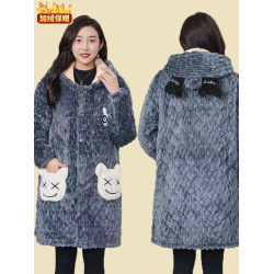 冬加絨加厚女棉服冬季外套保暖媽媽裝寬松大碼棉襖罩衣中老年女裝