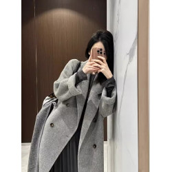 灰色呢子大衣女秋冬季2025新款韓版赫本風氣質毛呢外套中長款加厚