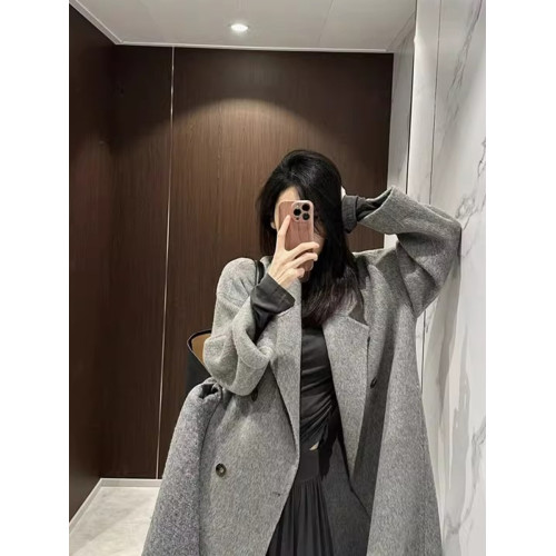 灰色呢子大衣女秋冬季2025新款韓版赫本風氣質毛呢外套中長款加厚 灰色呢子大衣女秋冬季2025新款韓版赫本風氣質毛呢外套中長款加厚