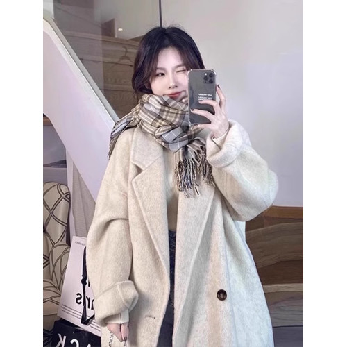 灰色呢子大衣女秋冬季2025新款韓版赫本風氣質毛呢外套中長款加厚 灰色呢子大衣女秋冬季2025新款韓版赫本風氣質毛呢外套中長款加厚