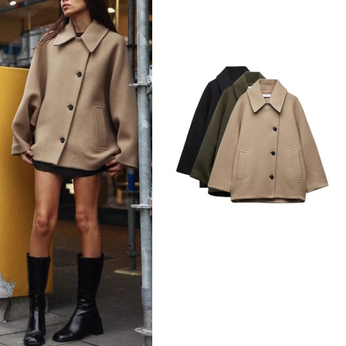 春季新品女裝歐美風氣質蝙蝠袖加厚毛呢短款寬松外套 8353724 春季新品女裝歐美風氣質蝙蝠袖加厚毛呢短款寬松外套 8353724