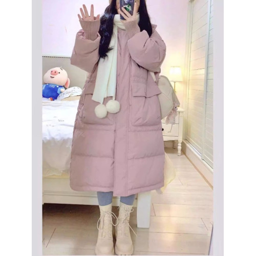 大碼胖MM粉色連帽羽絨棉服女冬季新款韓系顯瘦減齡加厚中長款棉衣 大碼胖MM粉色連帽羽絨棉服女冬季新款韓系顯瘦減齡加厚中長款棉衣