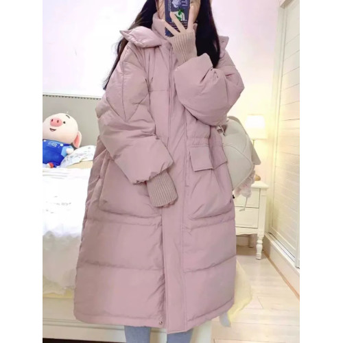 大碼胖MM粉色連帽羽絨棉服女冬季新款韓系顯瘦減齡加厚中長款棉衣 大碼胖MM粉色連帽羽絨棉服女冬季新款韓系顯瘦減齡加厚中長款棉衣