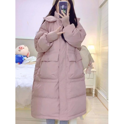 大碼胖MM粉色連帽羽絨棉服女冬季新款韓系顯瘦減齡加厚中長款棉衣 大碼胖MM粉色連帽羽絨棉服女冬季新款韓系顯瘦減齡加厚中長款棉衣