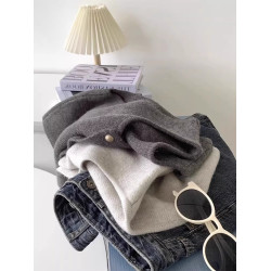 小香風灰色針織背心馬甲女秋冬外穿坎肩圓領開衫小個子曡穿馬夾