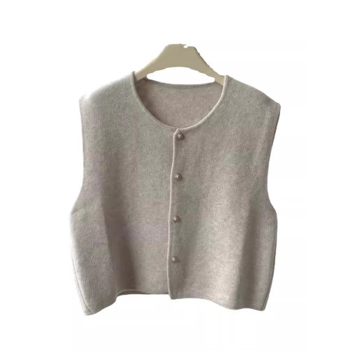 小香風灰色針織背心馬甲女秋冬外穿坎肩圓領開衫小個子曡穿馬夾 小香風灰色針織背心馬甲女秋冬外穿坎肩圓領開衫小個子曡穿馬夾