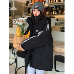 少女大童初中生黑色羽絨服2025冬季新款高中學生寬松棉衣加厚外套