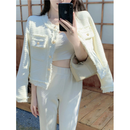 2025年新款春秋百搭白色小香風外套女爆款獨特別致設計感短款上衣 2025年新款春秋百搭白色小香風外套女爆款獨特別致設計感短款上衣