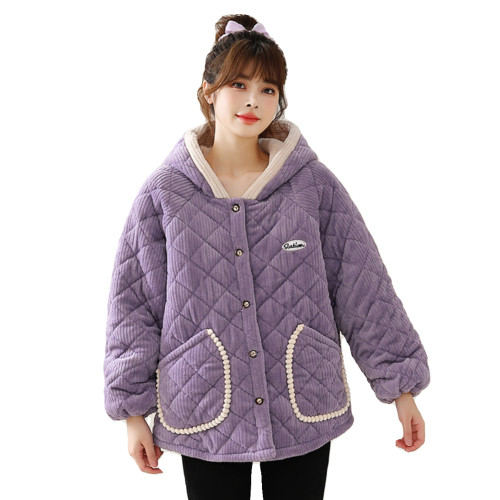 冬季加絨加厚罩衣女裝防寒外套棉罩衣加絨棉衣家居服小個子棉衣女 冬季加絨加厚罩衣女裝防寒外套棉罩衣加絨棉衣家居服小個子棉衣女