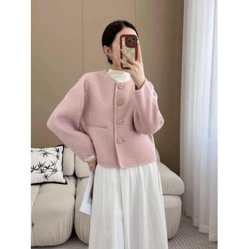 氣質雙面羊絨大衣女短款2025新款單排釦雙面呢圓領小香風毛呢外套