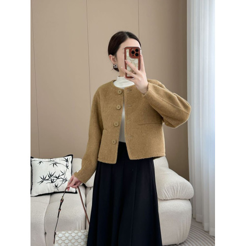 氣質雙面羊絨大衣女短款2025新款單排釦雙面呢圓領小香風毛呢外套