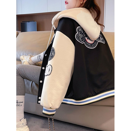 加絨加厚棒球服外套女冬2024新款今年流行美式復古學院風保暖棉服 加絨加厚棒球服外套女冬2024新款今年流行美式復古學院風保暖棉服