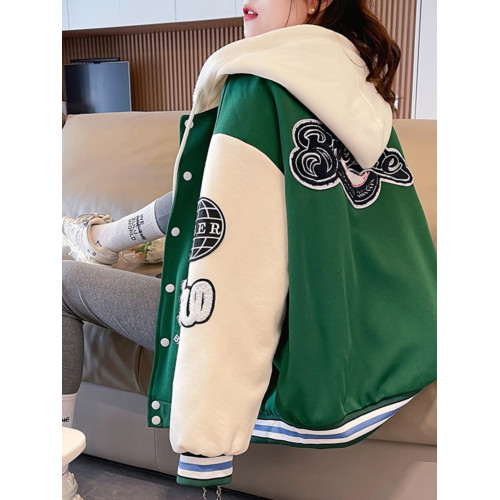 加絨加厚棒球服外套女冬2024新款今年流行美式復古學院風保暖棉服 加絨加厚棒球服外套女冬2024新款今年流行美式復古學院風保暖棉服