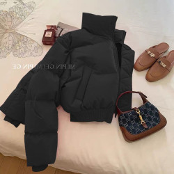 立領束腰加厚棉衣棉襖女2025冬季時尚顯瘦保暖百搭棉襖麵包服外套