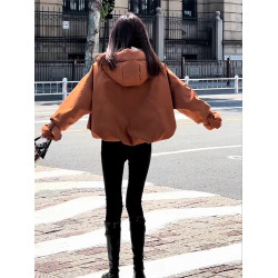 休閒2025冬季新款連帽棉服女短款上衣寬松棉衣棉襖夾棉沖鋒衣外套