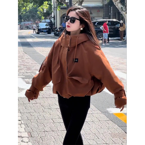 休閒2025冬季新款連帽棉服女短款上衣寬松棉衣棉襖夾棉沖鋒衣外套