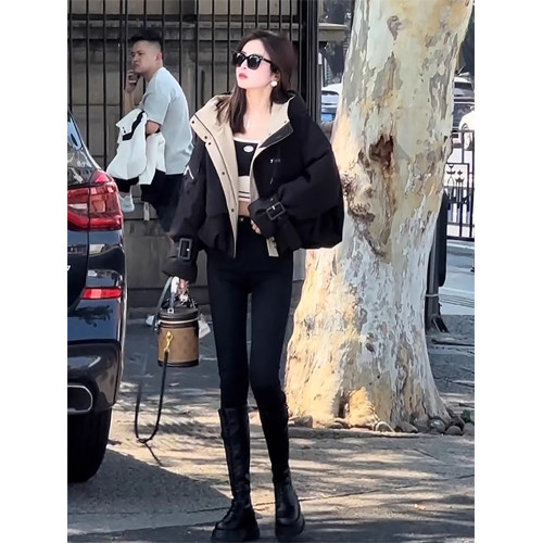 休閒2025冬季新款連帽棉服女短款上衣寬松棉衣棉襖夾棉沖鋒衣外套