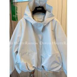 2025春秋季新款女士獨特洋氣休閒風衣花苞短外套寬松沖鋒衣夾克服